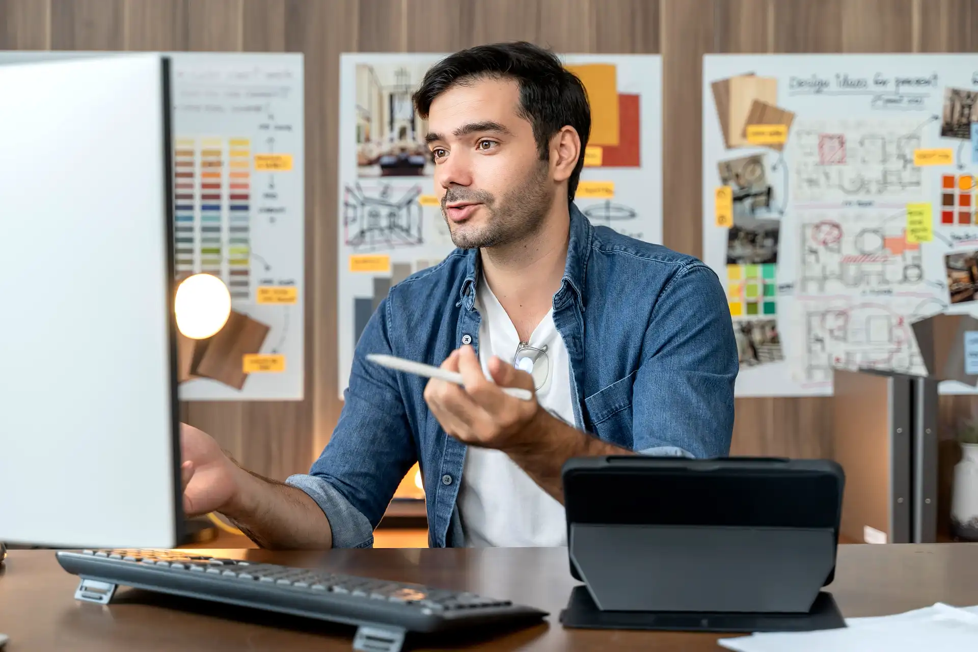 Analyst reviewing focus group data to build a detailed qualitative research design framework.
