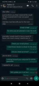 Real PhD client WhatsApp testimonial after successful dissertation submission